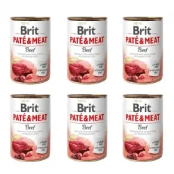 Brit Paté&Meat Beef Comida Húmeda para Perros con Ternera, 6 x 400 gr