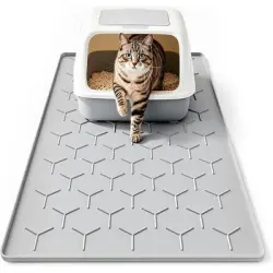 HausPets Alfombrilla de silicona XL para arenero de 96x66 cm - Impermeable - Gris. Una unidad de 38" x 26".