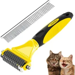 HausPets Cepillo para gatos, pelo de mascotas, aseo. Elimina el 96% pelo - Amarillo + Negro