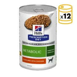 Hill's Prescription Diet Metabolic Weight Loss & Maintenance Comida Húmeda para Perros Paté con Pollo, 12 x 370 gr