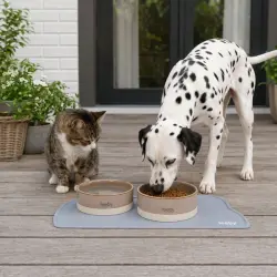 Leeby Alfombrilla Antideslizante Comedero forma Gato Gris para perros y gatos - 44 x 25.5 x 0.3 cm