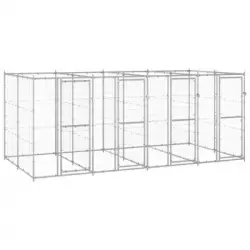 Perrera De Exterior | Jaula Para Perro | Parque Para Mascotas De Acero Galvanizado 9,68 M² Cfw783969