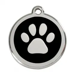 Placa identificativa Acero Inoxidable Esmalte Huella perro Negro para perros