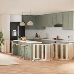 Puerta Para Perros Plegable 6 Paneles Madera De Álamo 480 Cm