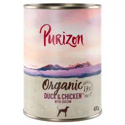 Purizon Organic 6 x 400 g comida ecológica para perros - Pato y pollo con calabacín