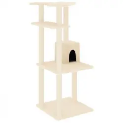Rascador Para Gatos Con Postes De Sisal Color Crema 123 Cm Vidaxl