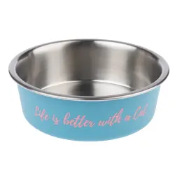 TIAKI "Better With A Cat" comedero de acero inoxidable  - 850 ml, Diám 17,2 cm