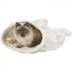 Trixie nelli cama acogedora blanca y gris para gatos