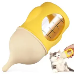 ZooVenture Biberón de silicona de 20 ml para cachorros/gatitos, amarillo - Color: Amarillo | Capacidad: 80 ml