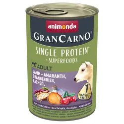 Animonda GranCarno Superfoods Adult 6 x 400 g - Cordero con amaranto, arándanos, aceite de salmón