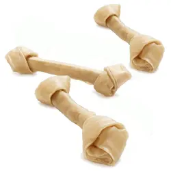 Barkoo huesos con nudos de piel de vacuno para perros - 3 x 25 cm