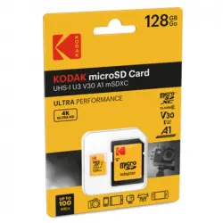 Kodak Ultra Perfomance Tarjeta de Memoria MicroSDXC 128GB UHS-I U3 V30 A1 con Adaptador