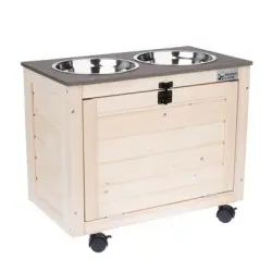 Modern Living Caja de almacenamiento con comedero doble Inari - 53 x 30 x 43,5 cm (L x An x Al)