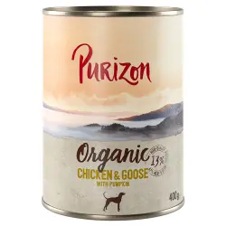 Purizon Organic 6 x 400 g comida ecológica para perros - Pollo y ganso con calabaza