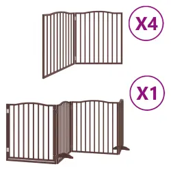 vidaXL Puerta Plegable Marrón Madera para perros - 80 x 90 x 2 cm