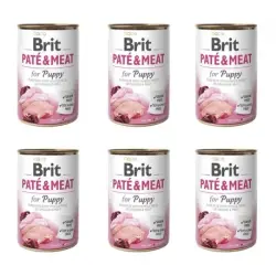 Brit Puppy Pate & Meat Comida Húmeda Para Perros con Pato y Pavo, 6 x 400 gr