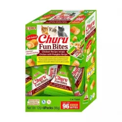 Churu Fun Bites Snack para Gatos Doble Textura Receta de Pollo con Calabaza, 8 x 12 gr