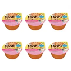 Dashi Delights Comida Húmeda en Caldo con Atún y Salmón, 6 x 70 gr