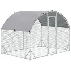 Gallinero De Acero Galvanizado Tela 280x190x197 Cm-pawhut. Plata