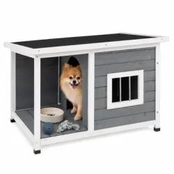 GIANTEX Caseta para Perros de Madera con Porche Delantero, 86 x 63 x 60 cm - 1 Jaula para perros