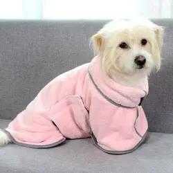 Pawffee Bata absorbente para perros (M/50cm, rosa): capa secado ultrasuave - 1 pieza