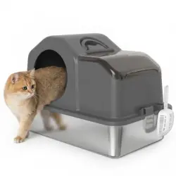 PawHut Arenero para Gato - Gris Oscuro
