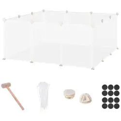 Pawhut valla modular blanca para mascotas pequeñas - 12 paneles - 24 conectores