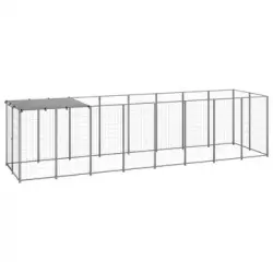 Perrera Exterior | Jaula Para Perro | Parque Para Mascotas Plateada 4,84 M² Acero Cfw784044