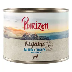 Purizon Organic 6 x 200 g comida ecológica para perros - Salmón y pollo con espinacas
