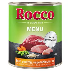 Rocco Menú 6 x 800 g - Vacuno con ave, verduras y arroz