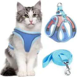 UAMLY Arnés para gatos con correa y forro reflectante - azul S