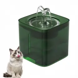 FurryFusion Fuente de agua de 2 litros para gatos y perros pequeños - Verde mate