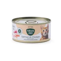Natura Diet Kitten Salmón y pollo lata para gatos 85 g