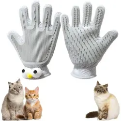 Pawffee Guante de aseo 2 en 1 para gatos: baño y masaje - Gris (1 unidad) - 1 pieza