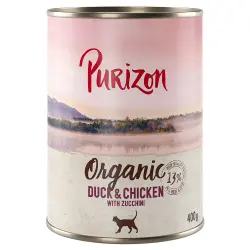 Purizon Organic 6 x 400 g comida ecológica para gatos - Pato y pollo con calabacín