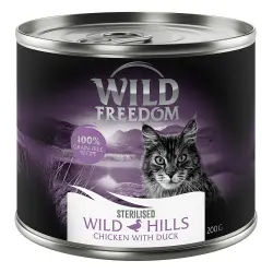 Wild Freedom Adult Sterilised 6 x 200 g - receta sin cereales - Wild Hills Sterilised - Pato y Pollo