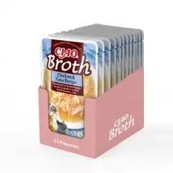 Ciao Broth Comida Húmeda en Caldo para Gatos Con Pollo y Atún, 12x40 gr