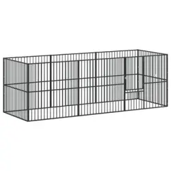 Corralito Para Perros Con 8 Paneles Acero Galvanizado Negro Vidaxl