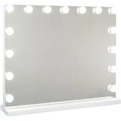 Flamingueo Kim Espejo de Maquillaje con Luz 15 LED de 3 Modos de Intensidad Ajustable Blanco