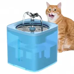 FurryFusion Fuente de agua de 2 litros para gatos y perros pequeños - Azul mate