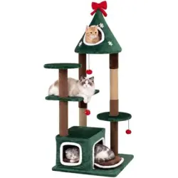 GIANTEX Árbol a Gato en Tela Peluche, con Percheros - 1 Árbol
