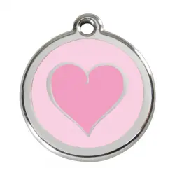 Placa identificativa Acero Inoxidable Esmalte Corazón Rosa Rosa para perros
