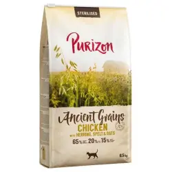 Purizon Adult Sterilised Pollo con pescado - Cereales ancestrales - 6,5 kg