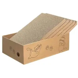UAMLY Rascador para gatos con forma de caja - Cinco piezas de cartón corrugado + caja