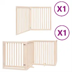 vidaXL Puerta con Paneles de Madera Plegable para perros - 80 x 60 x 2 cm
