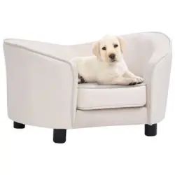 Vidaxl sofá grueso acolchado crema para perros
