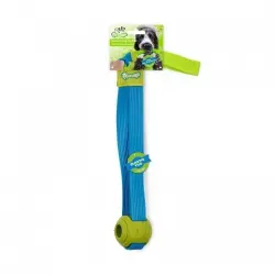 All for paws tugger cinta de pelota elástica de juguete azul y verde para perros