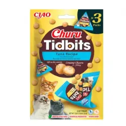 Churu Tidbits Snack para Gatos Bolitas Dos Capas Receta de Atún, 3 x 12 gr