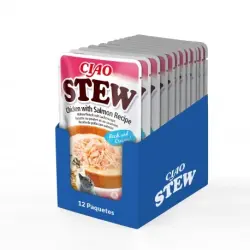 Ciao Stew Comida Húmeda para Gatos en Crema con Pollo y Salmón, 12x40 gr