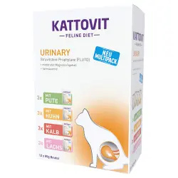Kattovit Urinary (profilaxis piedras de estruvita)  - 12 x 85 g Pack mixto: pollo, pavo, ternera y salmón